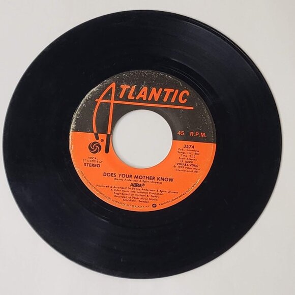 ABBA Does Your Mother Know / Kisses Of Fire 45 RPM 7" Vinyl 1979 Atlantic 3574 - Picture 2 of 5